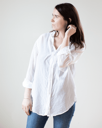 CP Shades Joss 1Pkt Button Down in White Cotton Silk