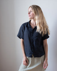 CP Shades Nic Camp Shirt in Ink Linen