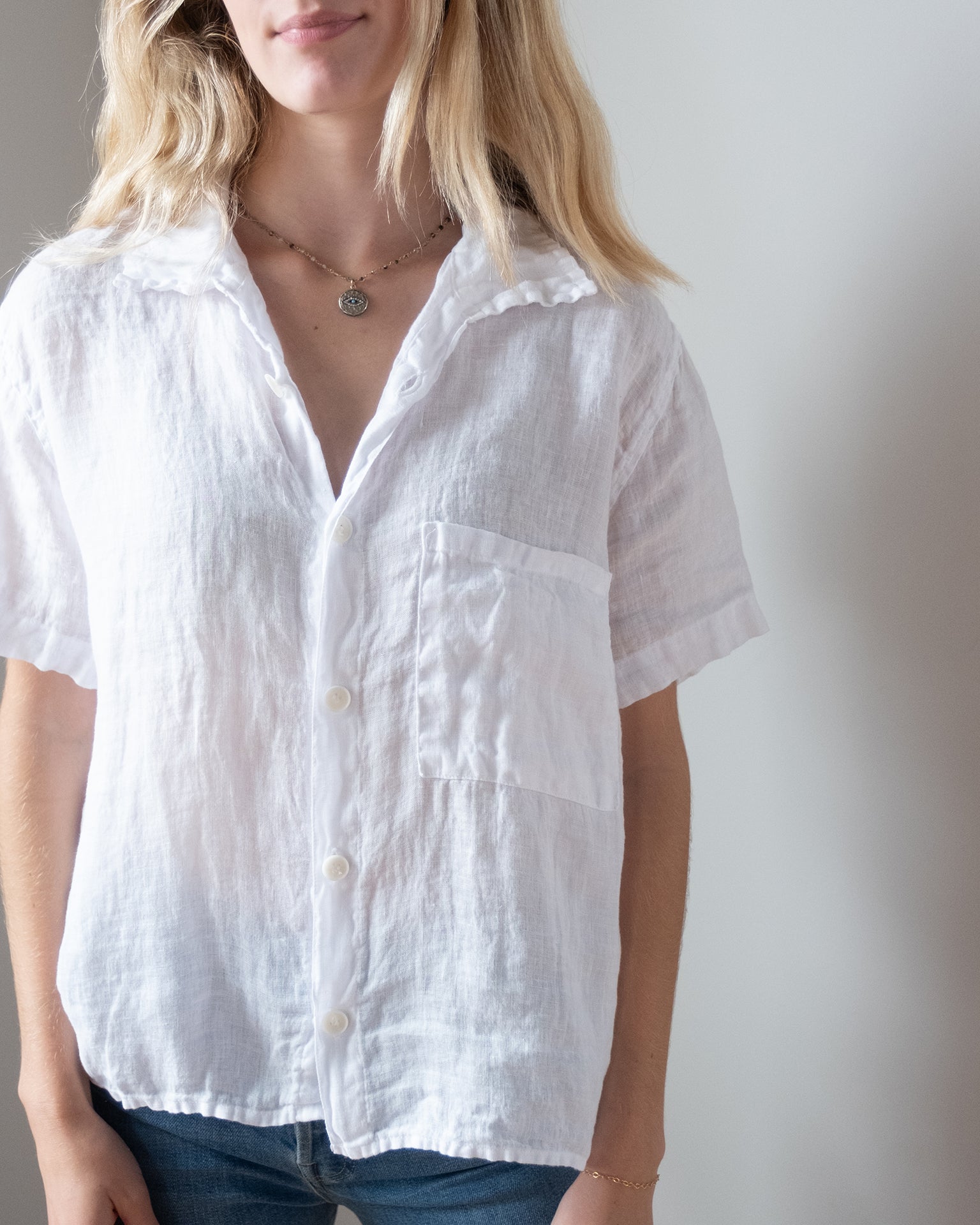 CP Shades Clothing Nic Camp Shirt in White Linen