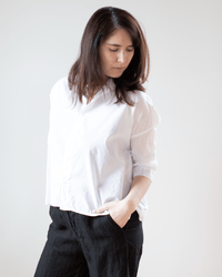 CP Shades Rooney Boxy Crop Blouse in White Cotton Voile