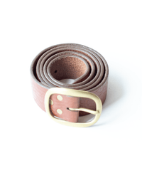 Depalma Handsewn Clasico Belt 1.5" w/o Rivets in Bark w/ Brass