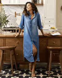 Frank & Eileen Clothing Rory Woven Long Dress in Distressed Vintage Wash