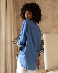 Frank & Eileen Clothing Shirley Oversized Button-Up Shirt in Vintage Stonewashed Indigo