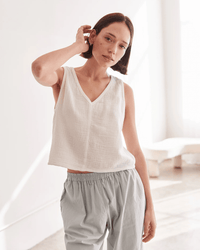 It is well LA Sleeveless Crop Top in Salt