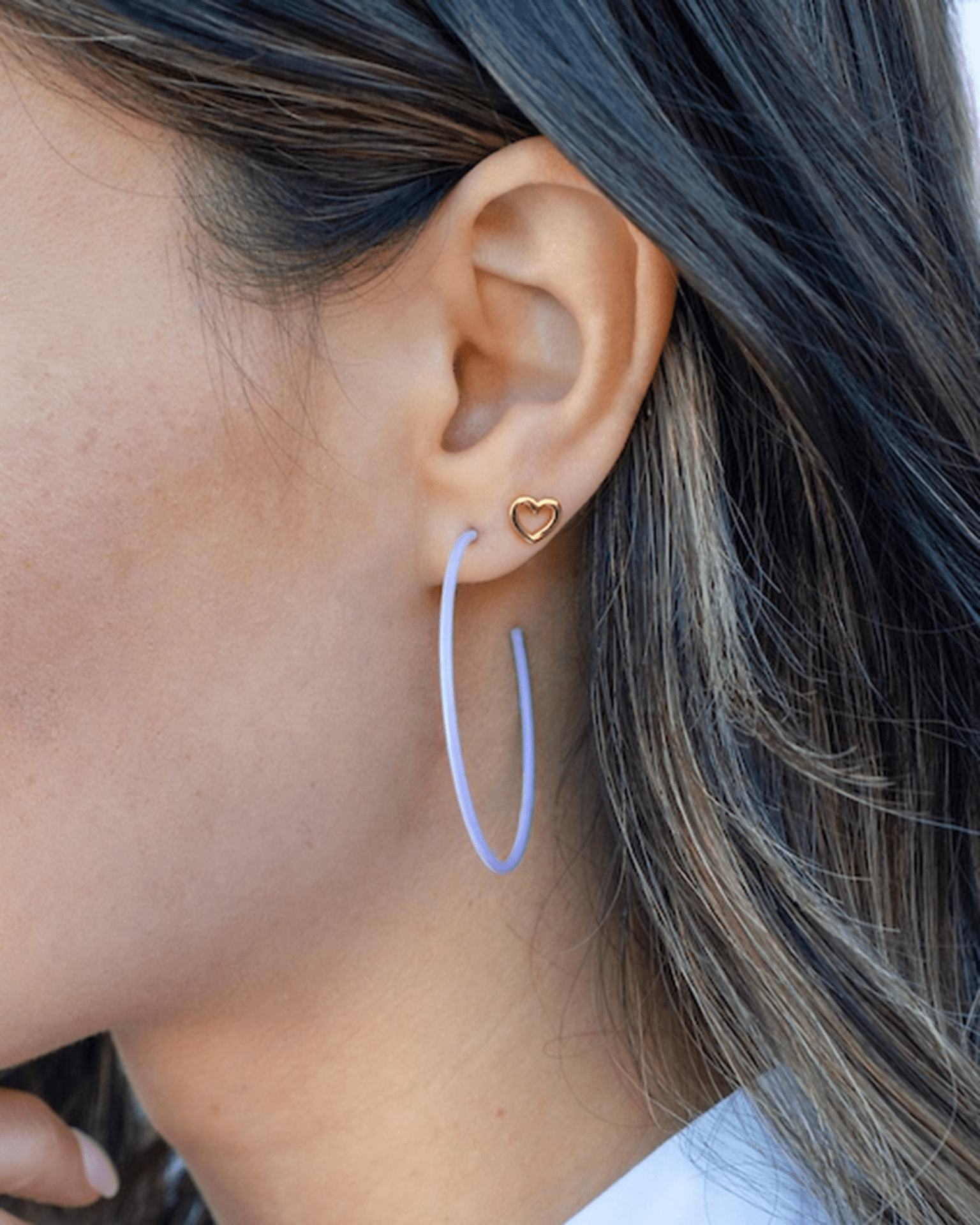 Kris Nations Heart Outline Stud Earrings in Gold