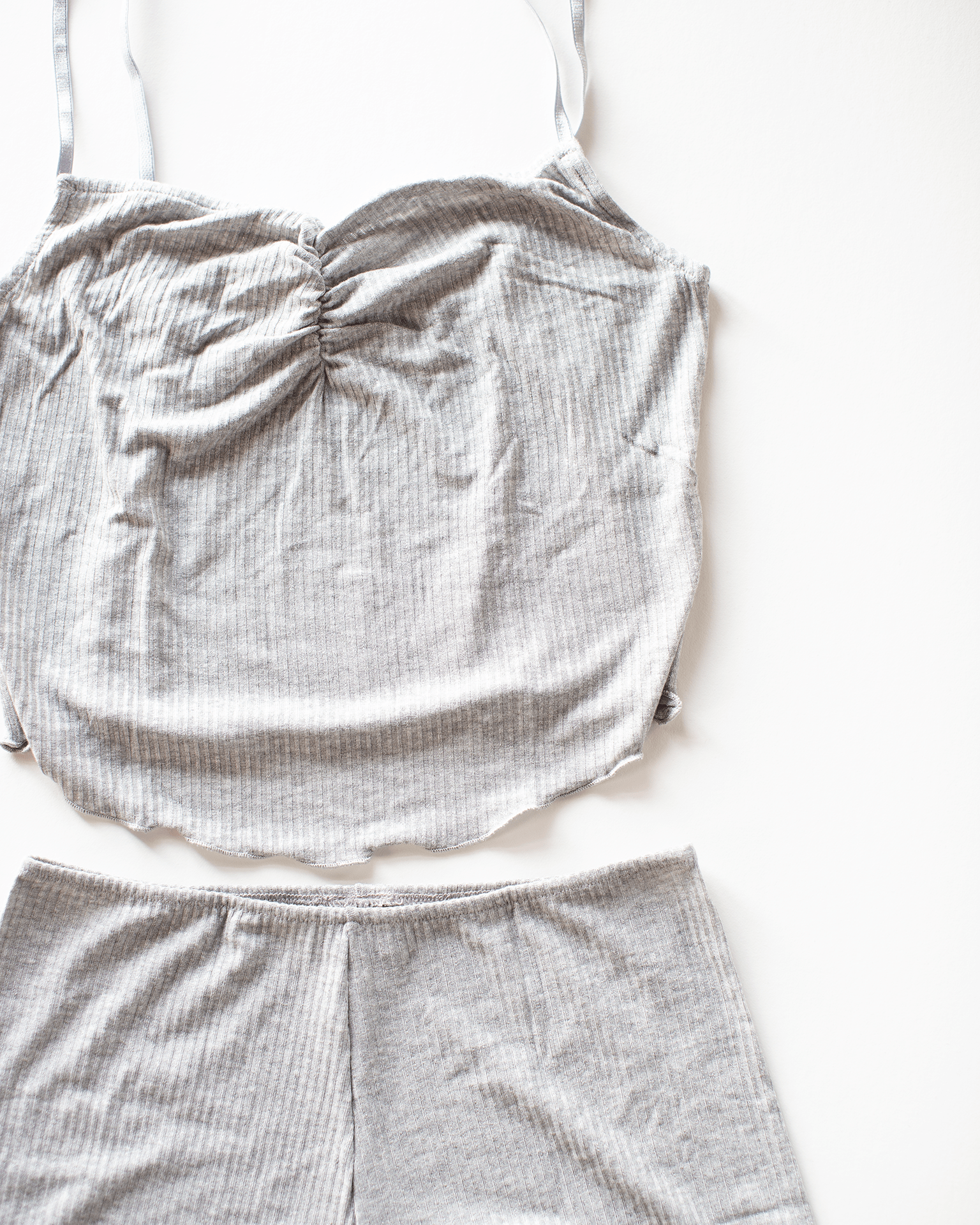 Only Hearts Pinch Front Cami & Pamela Short Set in Heather Grey