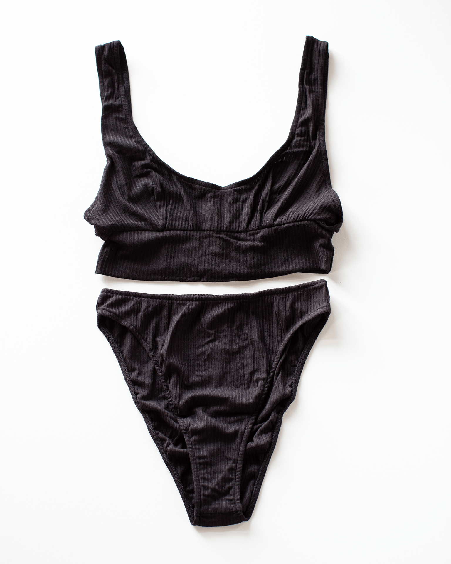 Only Hearts Lingerie Tank Bralette & High Cut Brief Set in Black