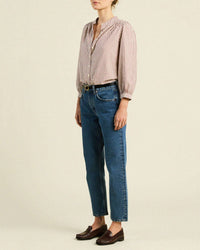 Clara Blouse in Burgundy Stripe - Bliss Boutiques