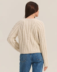 Velvet by Graham & Spencer Clothing Allison Long Sleeve Crew Cardi in Ivory
