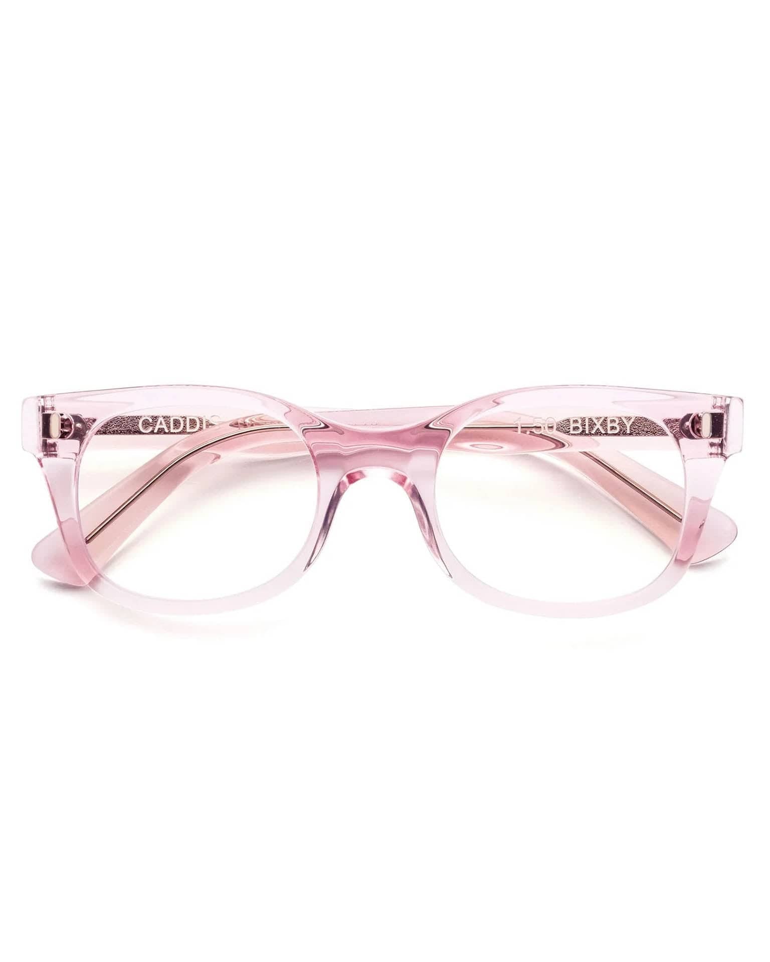 CADDIS Bixby Reading Glasses in Polished Clear Pink