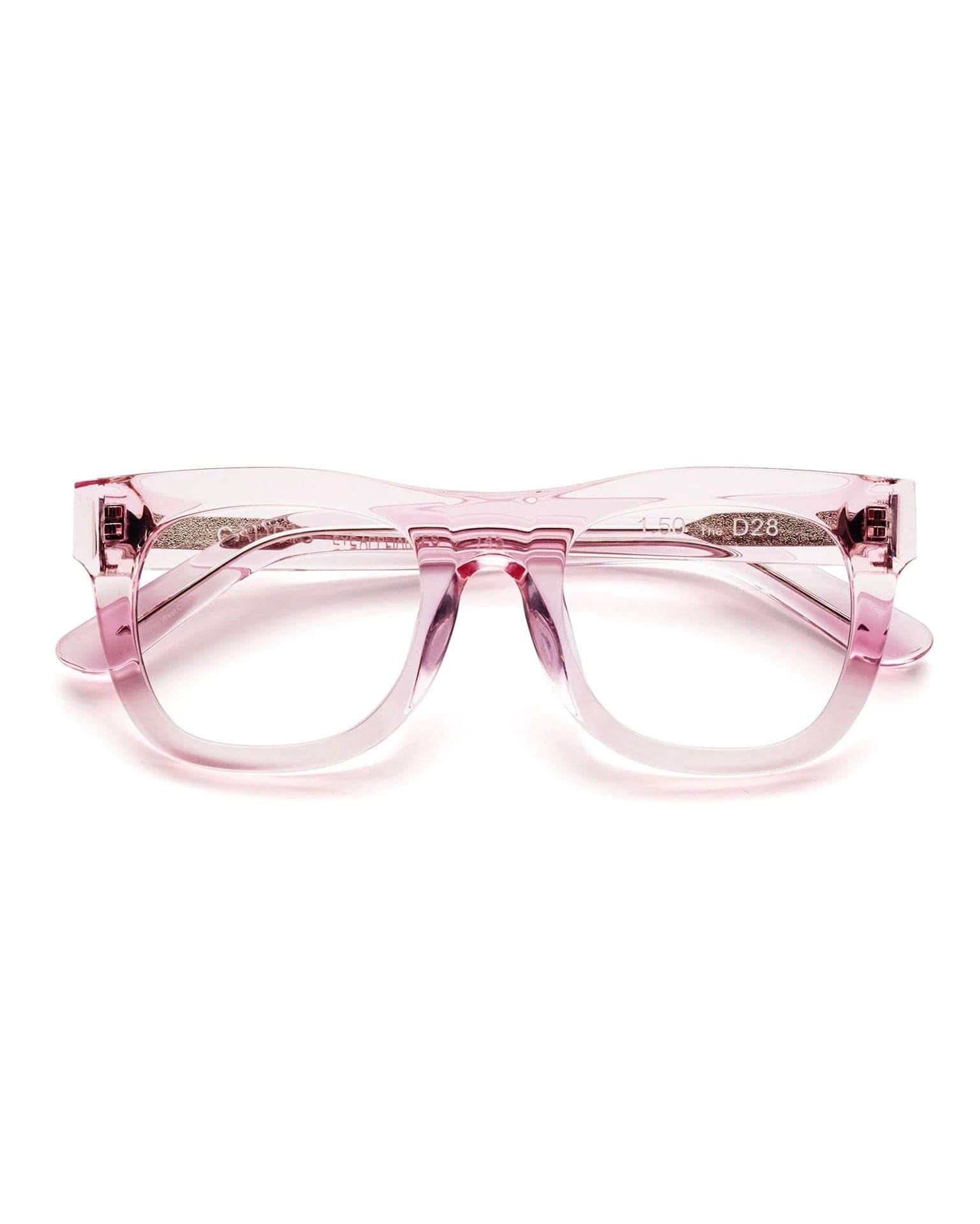 CADDIS D28 Reading Glasses in Polished Clear Pink
