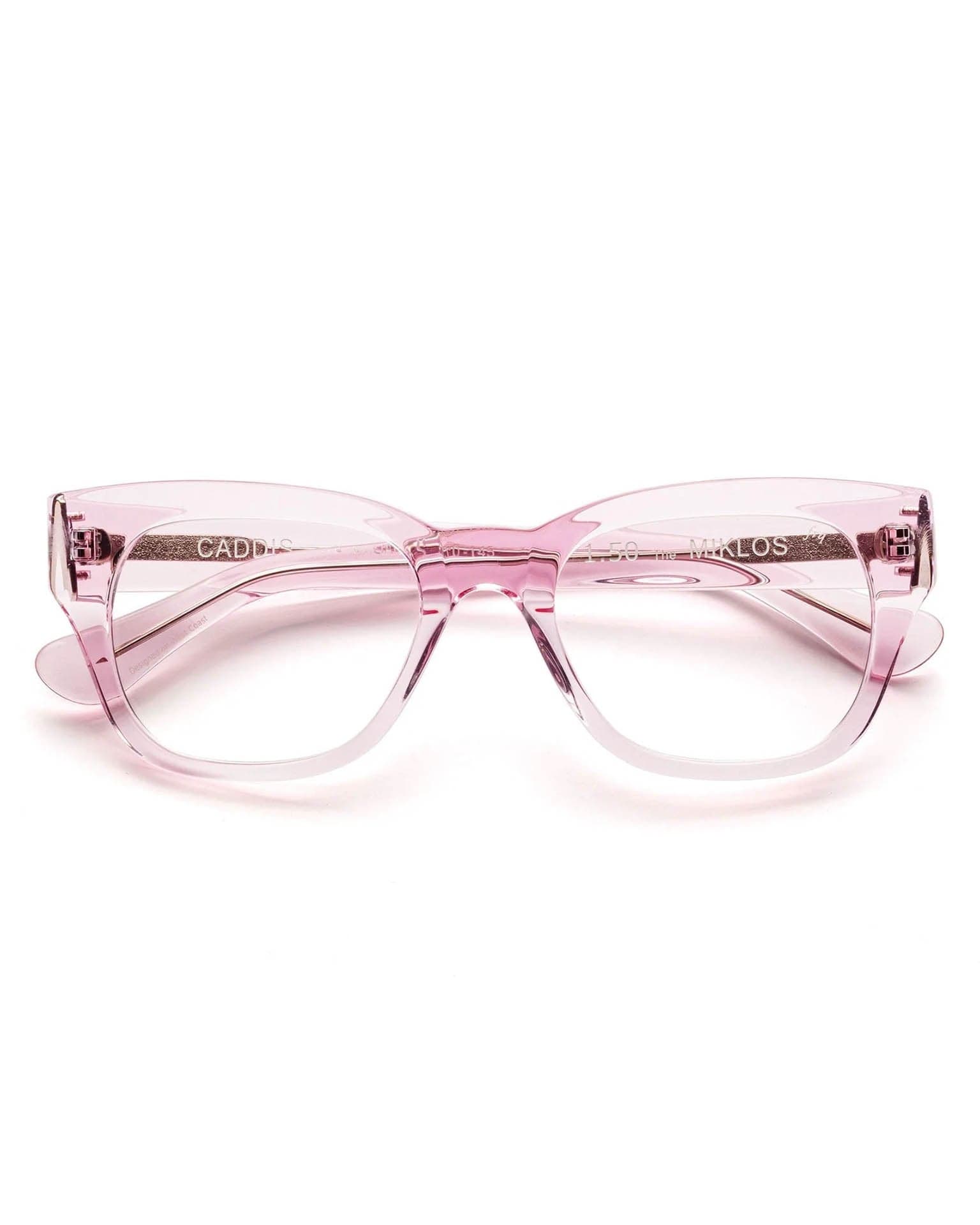 CADDIS Miklos Reading Glasses in Polished Clear Pink