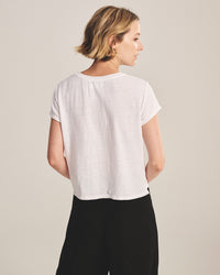 Casey Short Sleeve Crew Neck Top in White - Bliss Boutiques