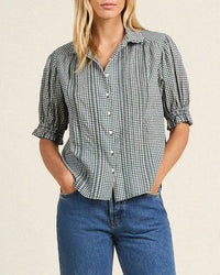 Trovata Birds of Paradis Clothing Gemma Blouse in Caspian Check
