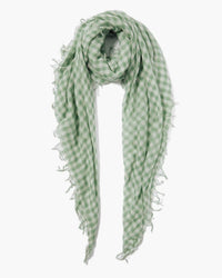Chan Luu Checked Cashmere & Silk Scarf in English Ivy