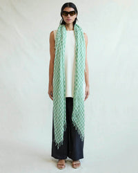 Chan Luu Checked Cashmere & Silk Scarf in English Ivy