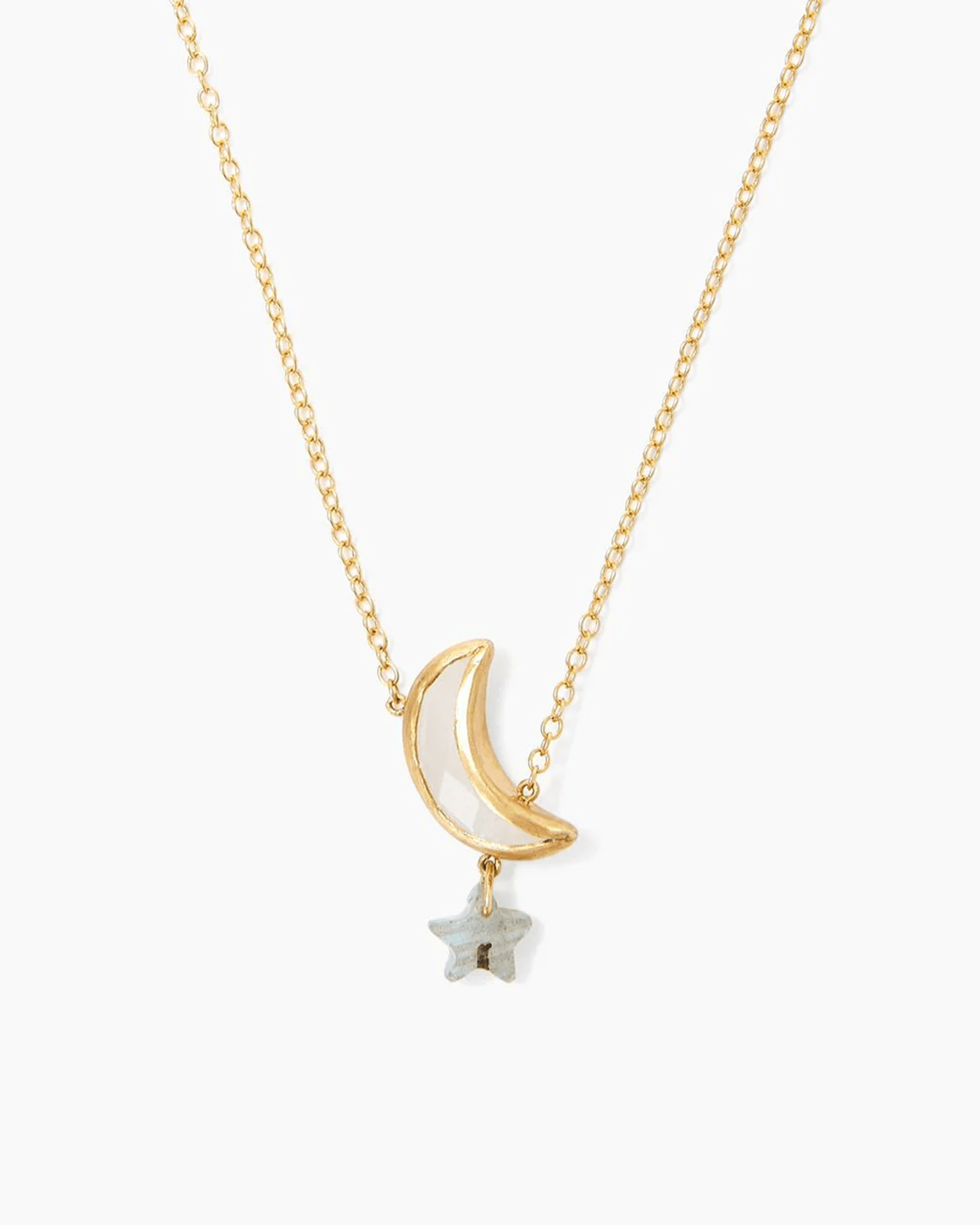 Chan Luu Moon & Star Necklace in Moonstone Mix