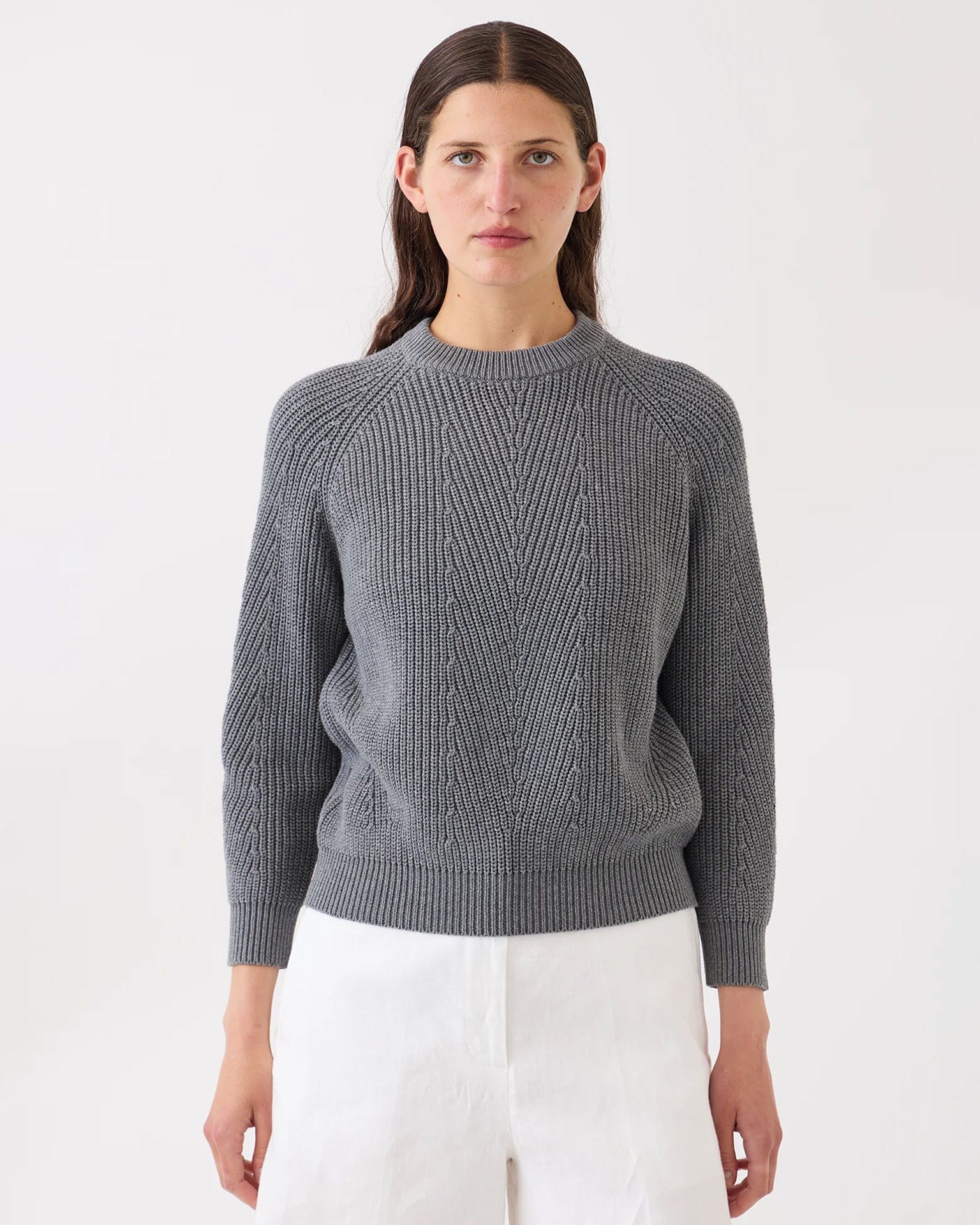 Chelsea Cotton Sweater in Heather Grey