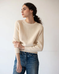 Chelsea Washed Cotton Sweater in Off White - Bliss Boutiques