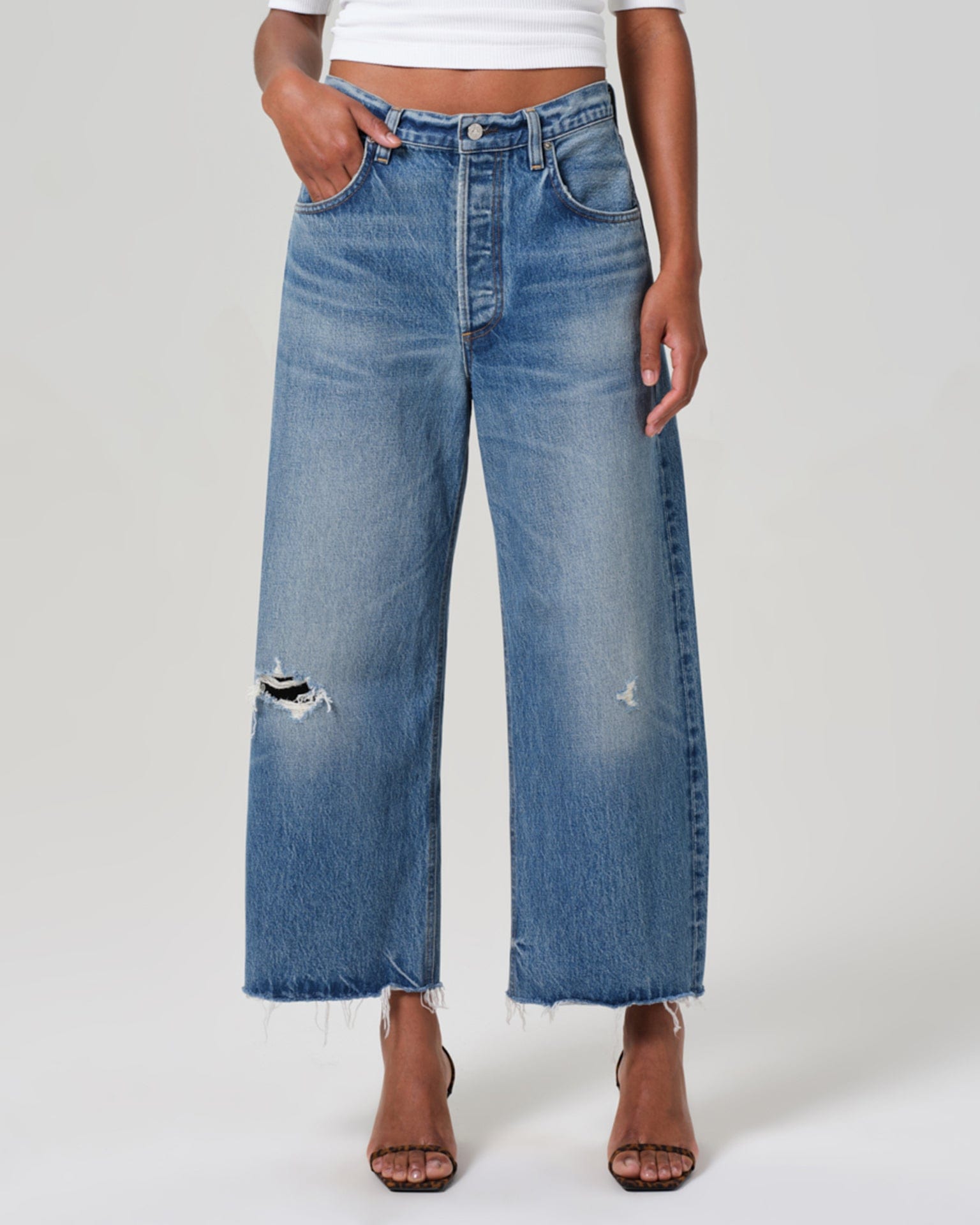 Ayla Raw Hem Crop in Solano