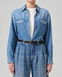 Citizens of Humanity Baby Shay Cropped Shirt in Carolina Blue