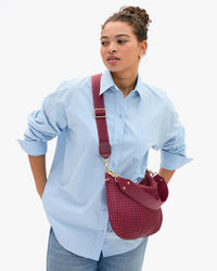 Clare V. Adjustable Crossbody Strap - Checkered in Plummy 2 - Bliss Boutiques
