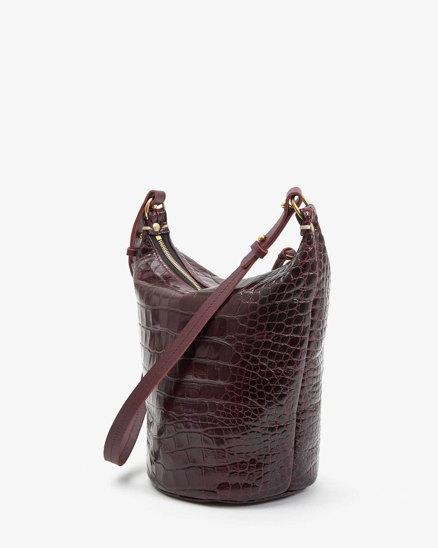 Clare V. Autumn Croco Petite Jeanne in Bordeaux