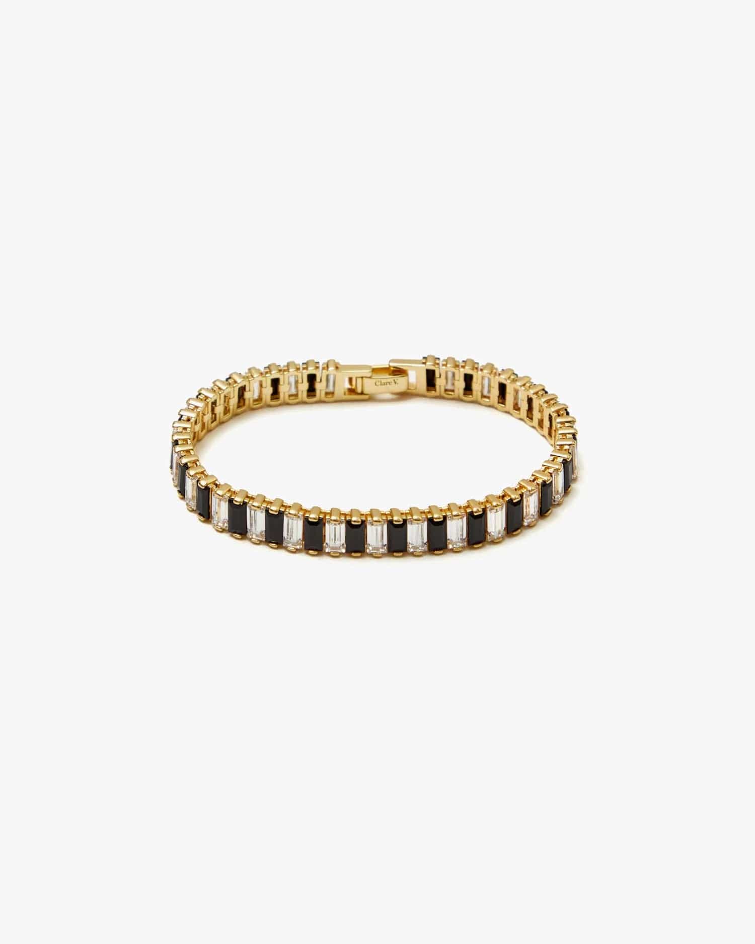 Clare V. Baguette Checker Bracelet in Clear/Jet/Gold