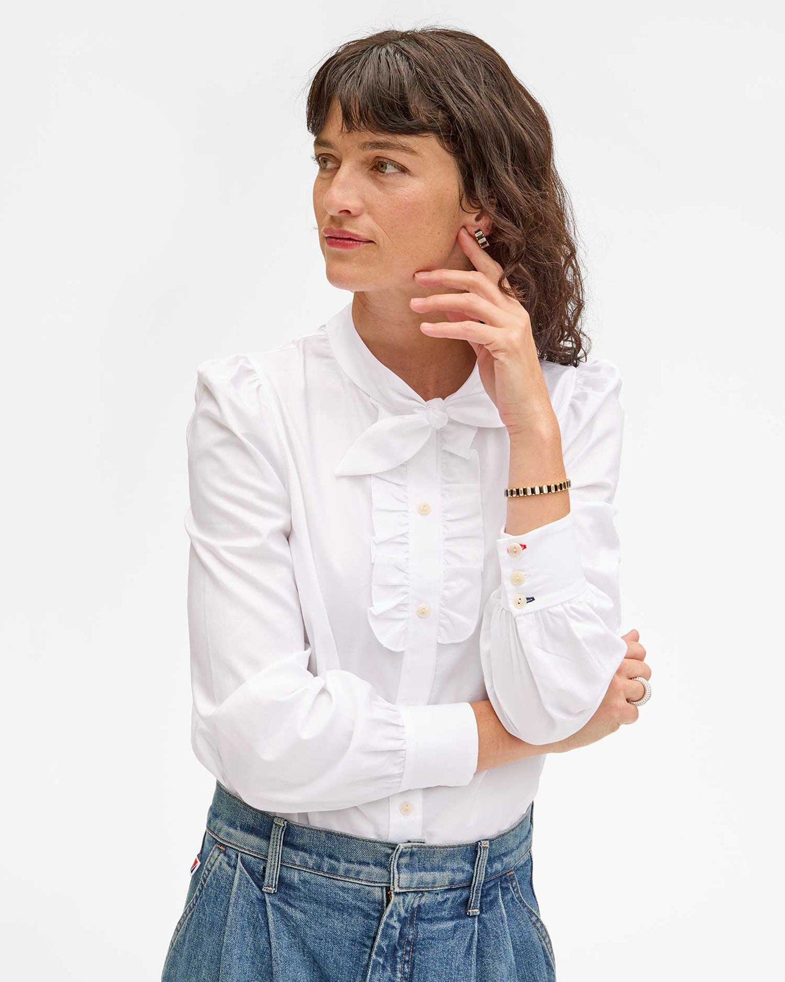 Clare V. Baguette Checker Bracelet in Clear/Jet/Gold