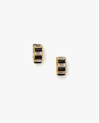 Clare V. Baguette Checker Huggie Earrings in Clear/Jet/Gold