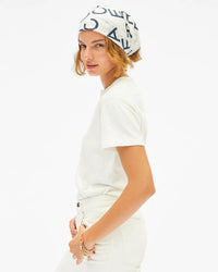 Clare V. Bandana - Le Text in Cream/Navy 3 - Bliss Boutiques