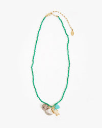 Clare V. Beaded Charm Necklace in Multi Color 1 - Bliss Boutiques