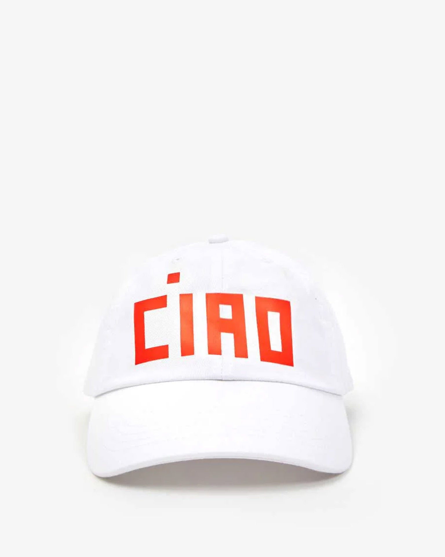 Clare V. Block Ciao Baseball Hat in White w/ Poppy