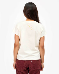 Clare V. Block Ciao Classic Tee in Cream w/ Marigold