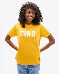 Clare V. Block Ciao Original Tee in Marigold w/ Cream