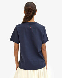 Clare V. Block Ciao Original Tee in Navy w/ Bright Poppy