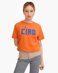 Clare V. Clothing Block Ciao Original Tee in Zucca w/ Cobalt