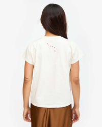 Clare V. Bon Vivant Classic Tee in Cream w/ Bright Poppy