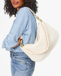 Clare V. Braided Nappa Shoulder Strap in Cream