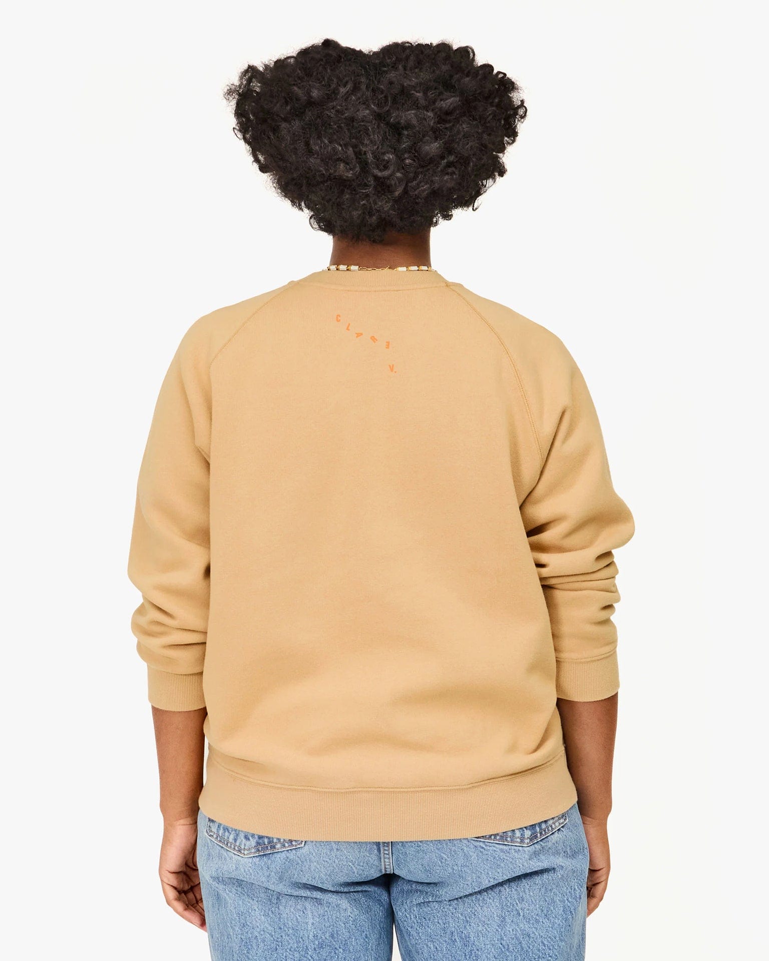 Clare V. Californie Sweatshirt in Sand w/ Neon Orange