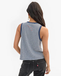 Clare V. Camp Fit Tank - C/L Mini Stripe in Navy/Cream 4 - Bliss Boutiques