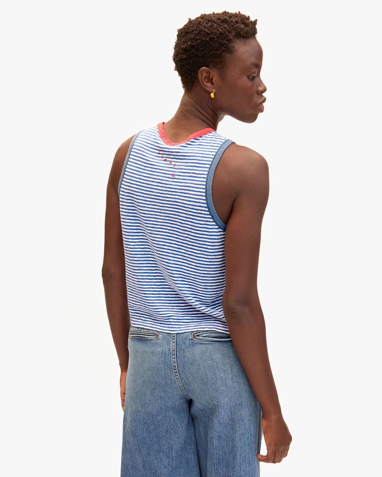 Clare V. Camp Fit Tank in Blue/Cream