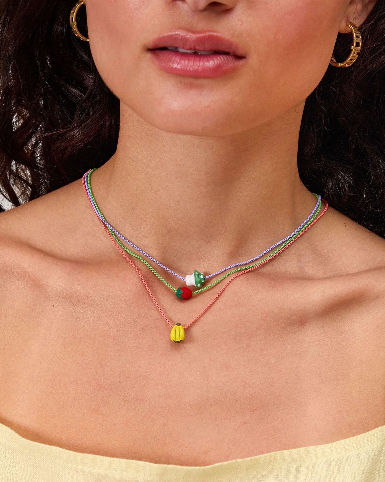 Clare V. Ceramic Bead Necklace Set in Multi