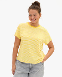 Clare V. Classic Tee - C/L Mini Stripe in Snapdrgn/Crm 1 - Bliss Boutiques