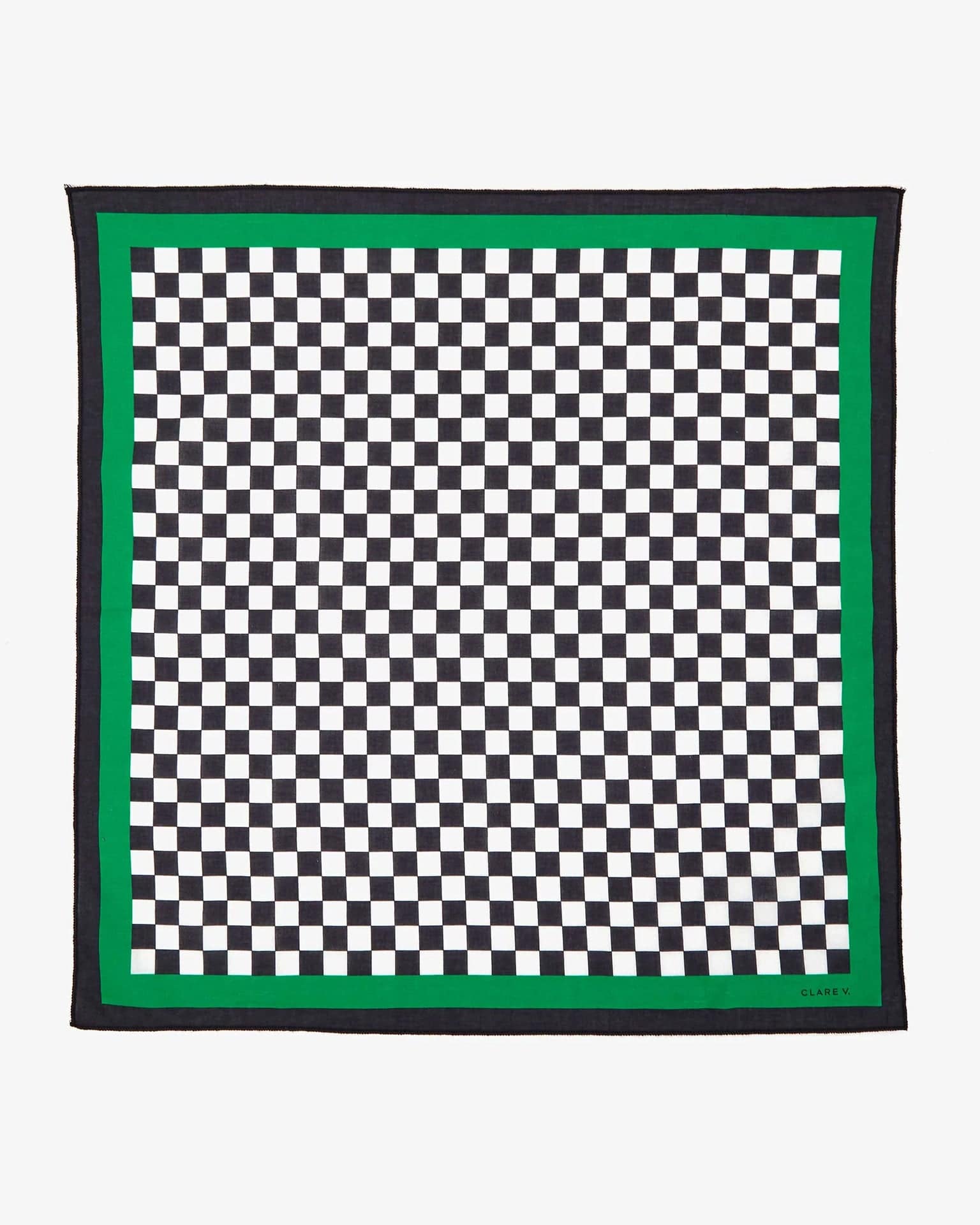 Clare V. Cream & Black Checker Bandana