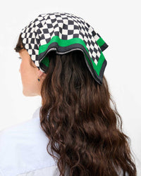 Clare V. Cream & Black Checker Bandana