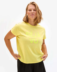 Clare V. Deja Vu Classic Tee in Butter w/ Neon Yellow