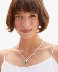 Clare V. Freshwater Pearl Charm Necklace - 18in in Cream Multi 2 - Bliss Boutiques
