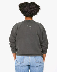 Clare V. "Iconique" Sweatshirt in Faded Black w/ Cream