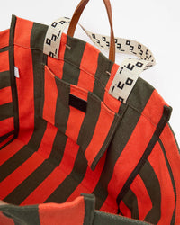 Clare V. La Cote Tote - Canvas Stripe in Army/Brt Poppy 4 - Bliss Boutiques